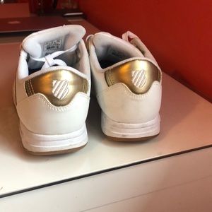 K-Swiss white and gold sneakers